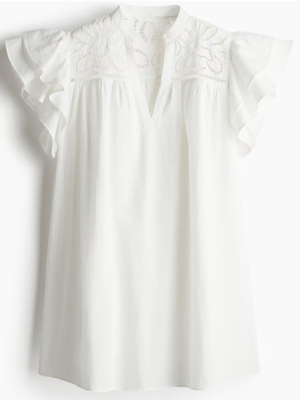 Flutter-Sleeve Dress with Eyelet Embroidery XS NWT